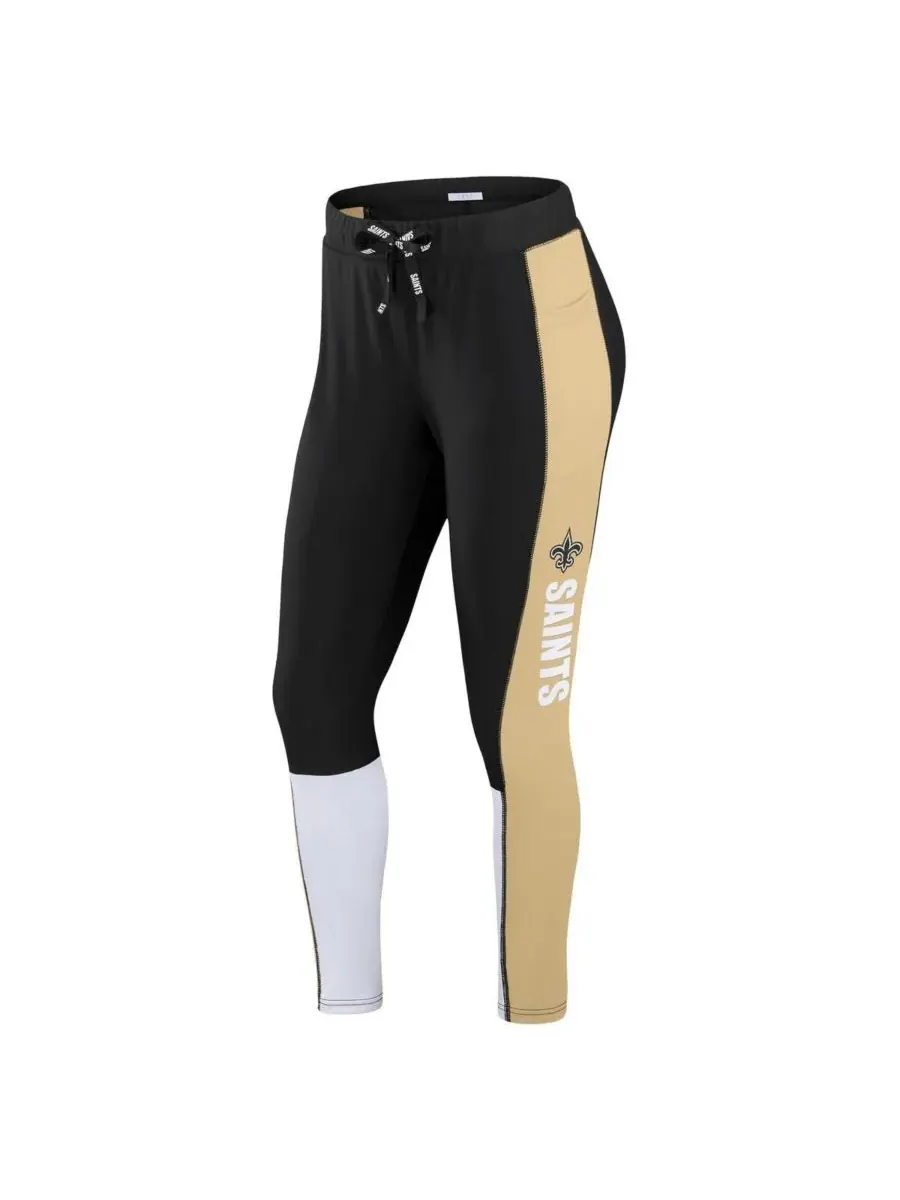 WEAR by Erin Andrews Женские леггинсы New Orleans Saints в черно-золотых тонах с цветовыми блоками — изображение 2 из 3