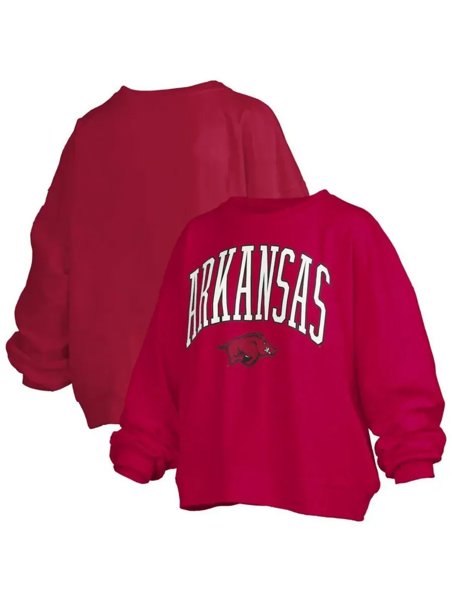 Женская толстовка свободного кроя Cardinal Arkansas Razorbacks Janise Arch Over Logo Waist Length — изображение 1 из 3