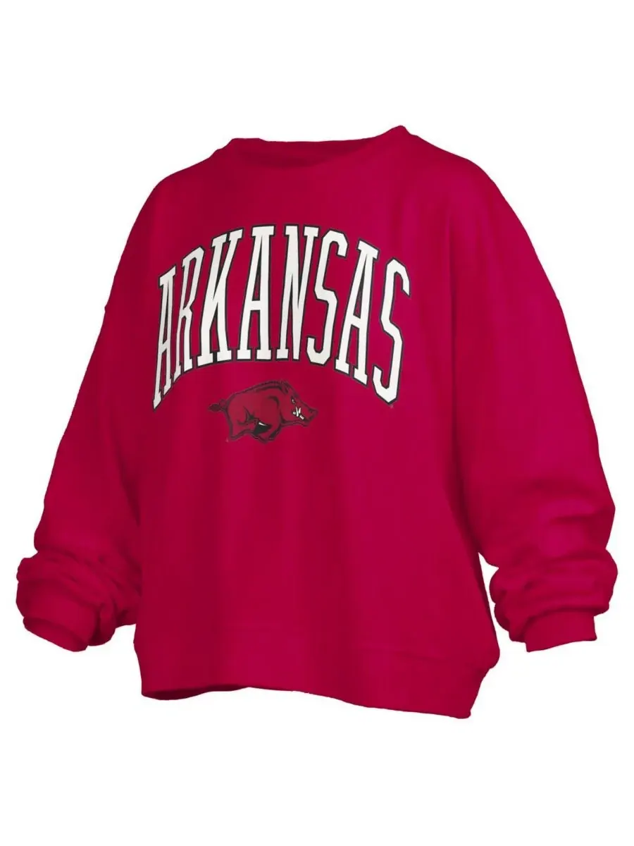 Женская толстовка свободного кроя Cardinal Arkansas Razorbacks Janise Arch Over Logo Waist Length — изображение 3 из 3