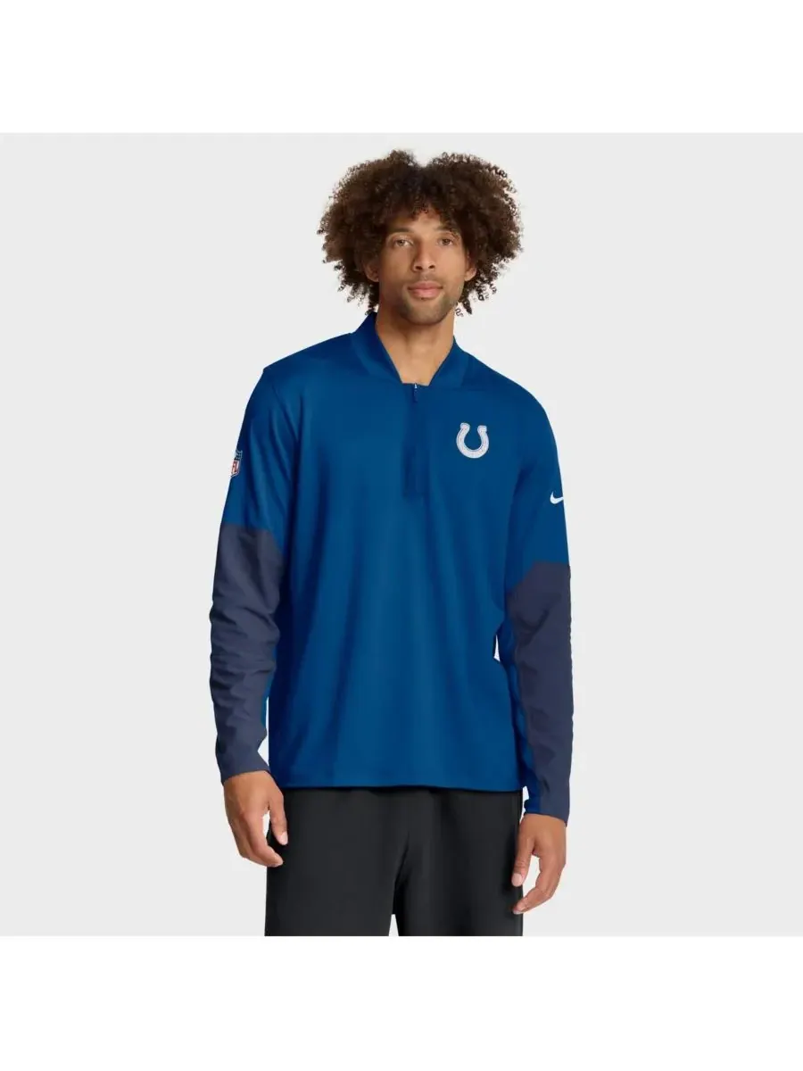 Мужская толстовка Royal Indianapolis Colts Sideline Dri-FIT с застежкой-молнией до середины груди — изображение 1 из 5