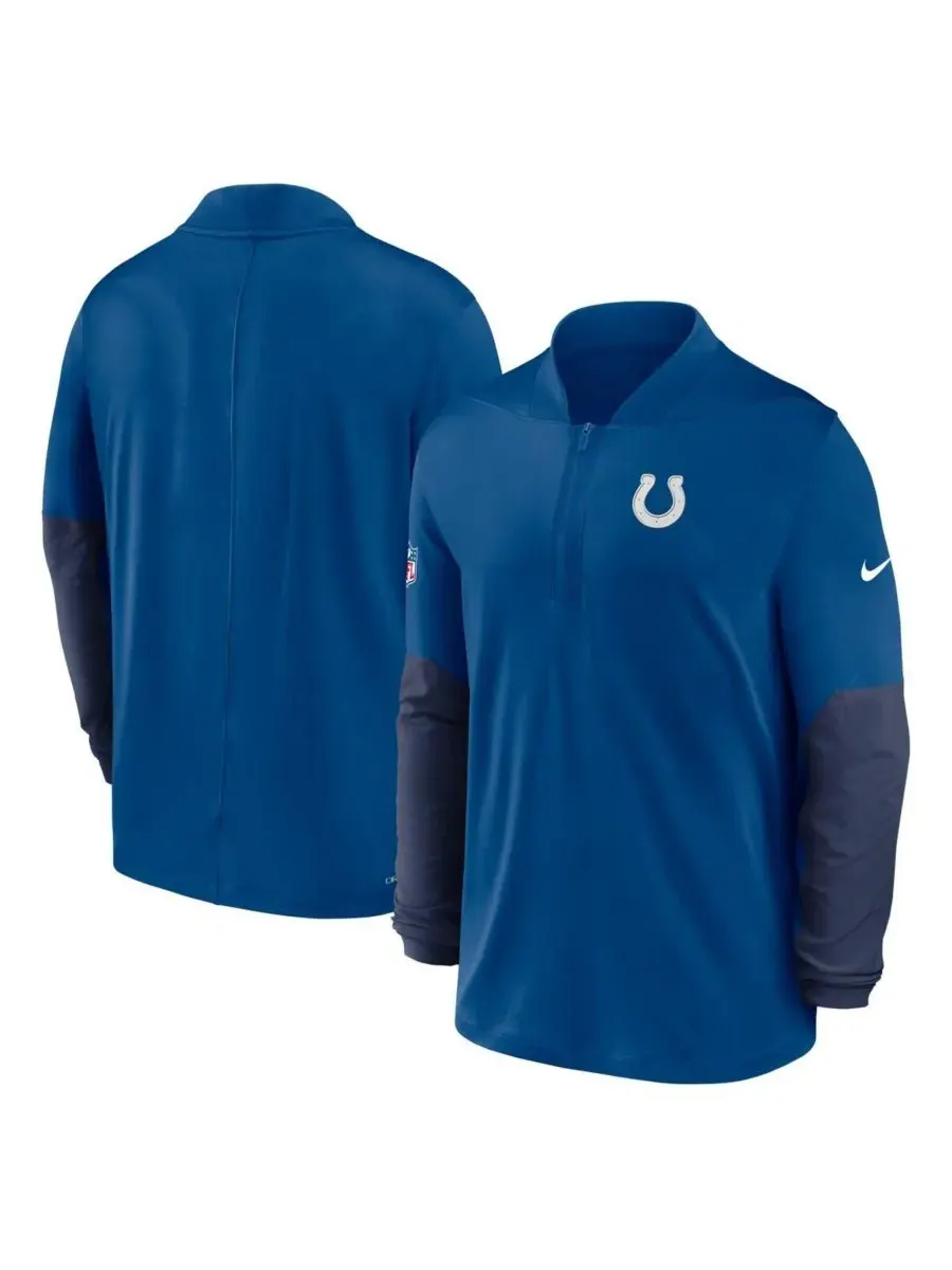 Мужская толстовка Royal Indianapolis Colts Sideline Dri-FIT с застежкой-молнией до середины груди — изображение 4 из 5