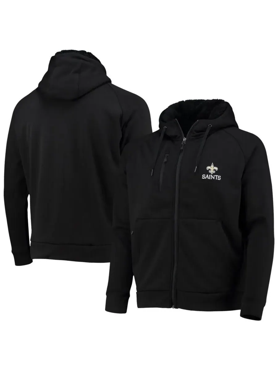 Dunbrooke Мужская черная толстовка с капюшоном New Orleans Saints Shag Tri-Blend на молнии с — изображение 1 из 2, черный