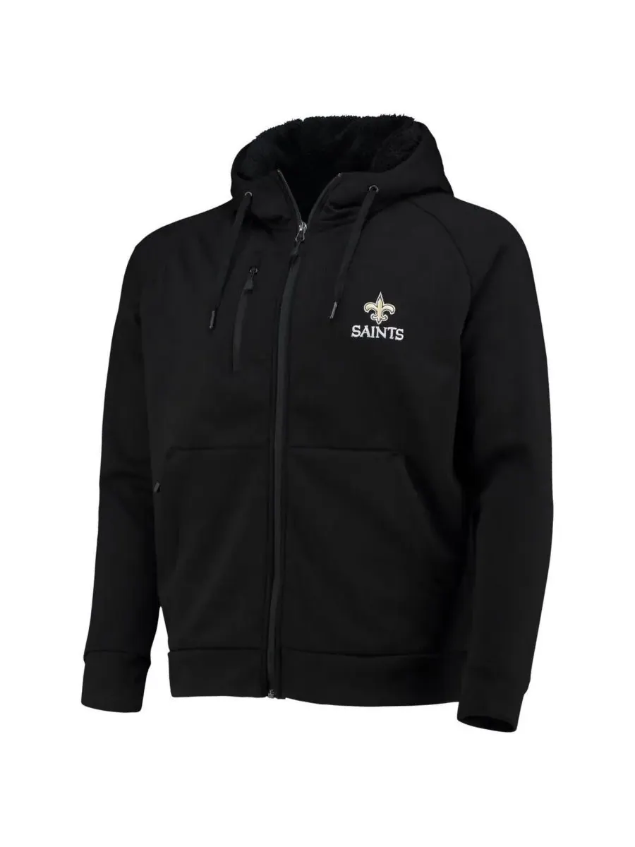 Dunbrooke Мужская черная толстовка с капюшоном New Orleans Saints Shag Tri-Blend на молнии с — изображение 2 из 2, черный