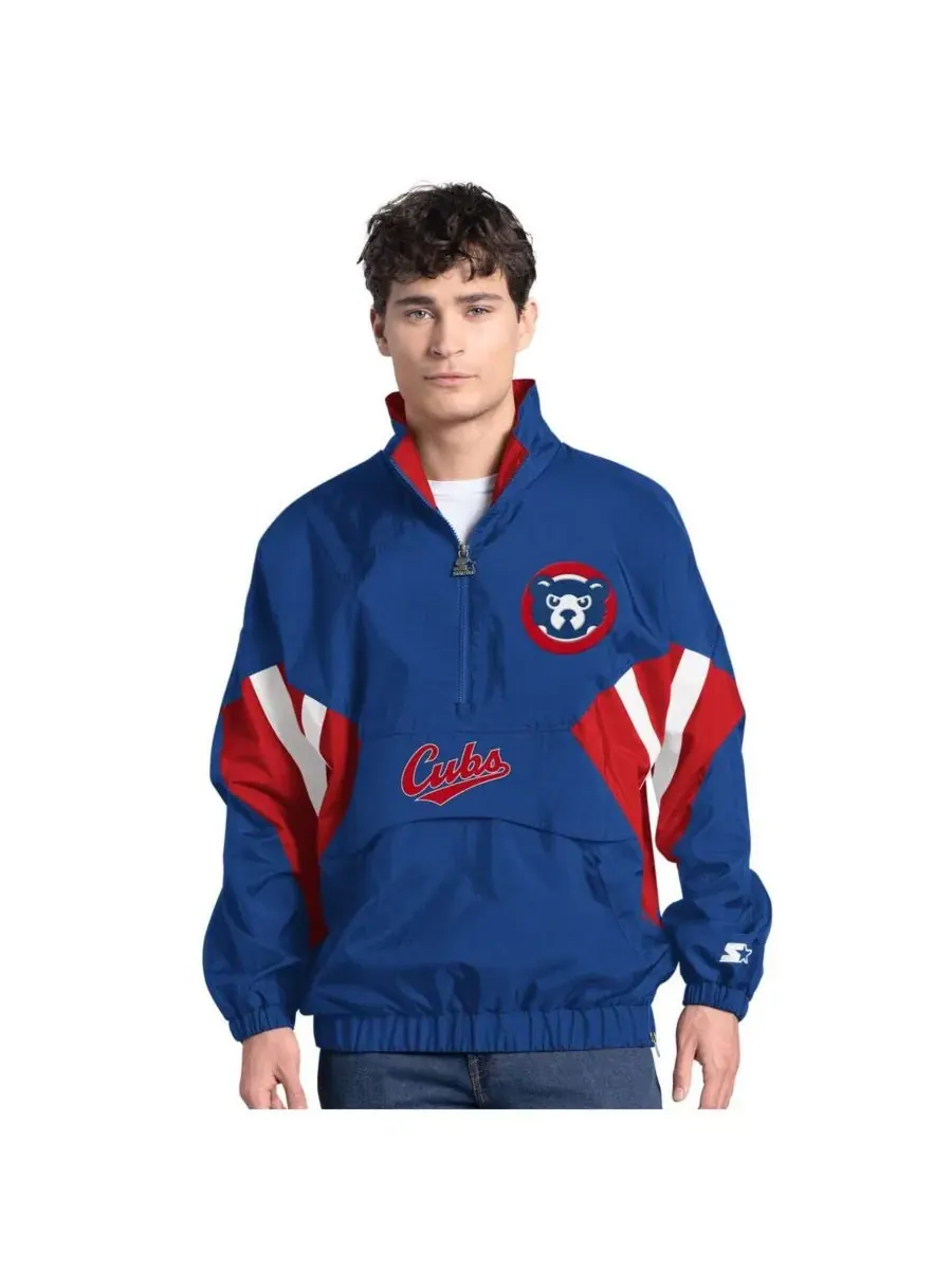Мужская толстовка с капюшоном Royal Chicago Cubs Cooperstown Chief с половинной молнией Starter — изображение 1 из 2