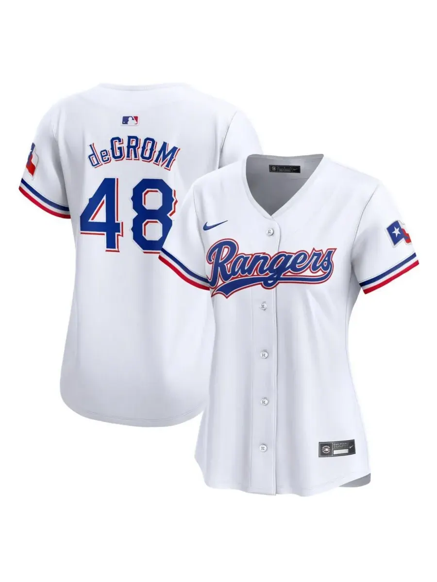 Nike Женская белая домашняя футболка игрока команды Texas Rangers имени Джейкоба де Грома — изображение 1 из 3, белый