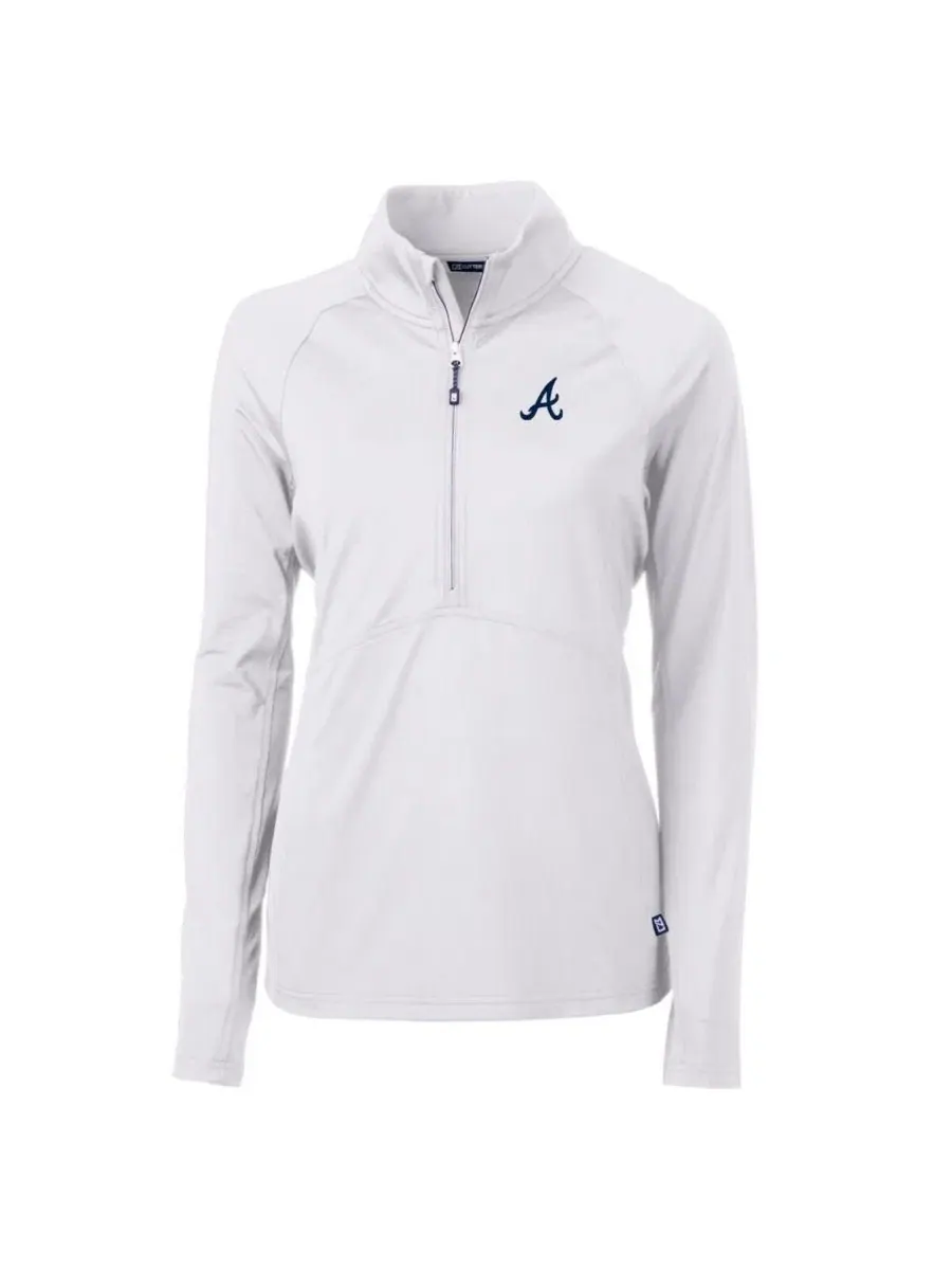 Женская белая толстовка Atlanta Braves Adapt Eco Knit Stretch с застежкой-молнией до середины груди — изображение 1 из 1