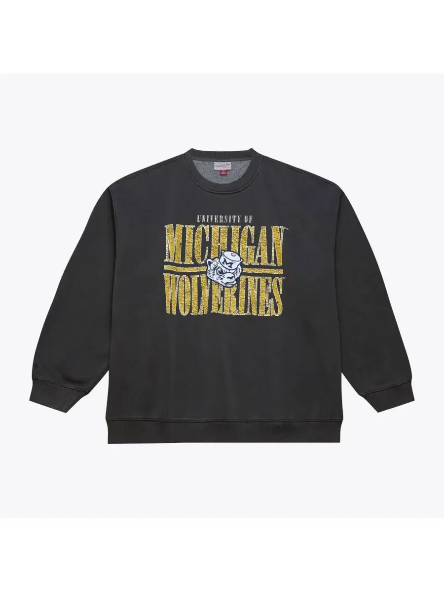 Mitchell & Ness Мужская черная флисовая толстовка Michigan Wolverines Downtown — изображение 1 из 4, черный