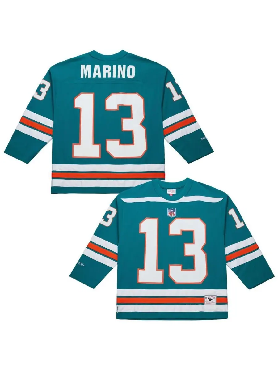 Мужская хоккейная майка Dan Marino Aqua Miami Dolphins Maxxed Out Fashion Mitchell & Ness — изображение 1 из 3, голубой