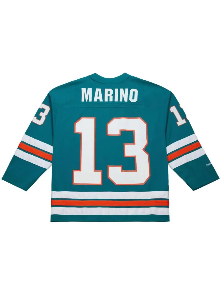 Мужская хоккейная майка Dan Marino Aqua Miami Dolphins Maxxed Out Fashion Mitchell & Ness — изображение 3 из 3, голубой