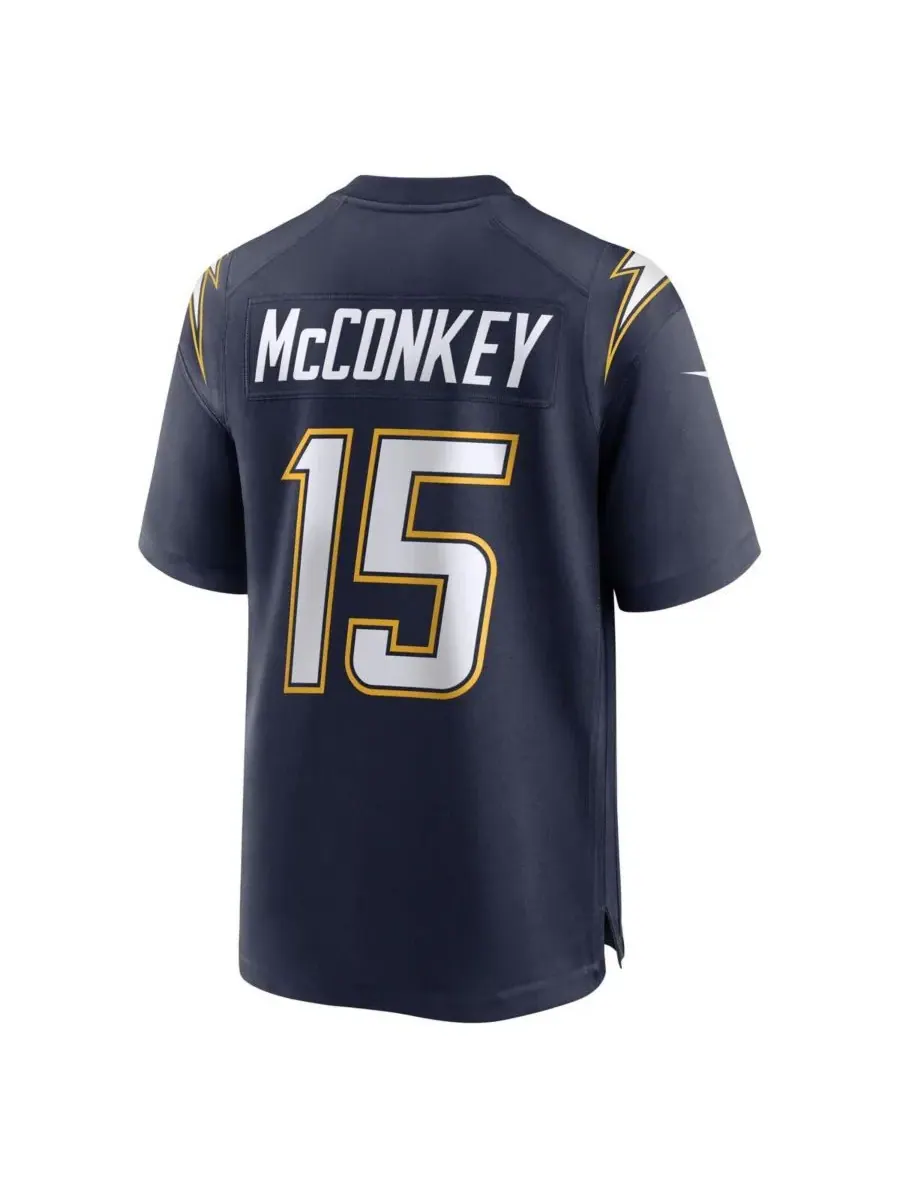 Nike Мужская темно-синяя футболка Ladd McConkey Los Angeles Chargers Alternate Super Chargers Game — изображение 2 из 3