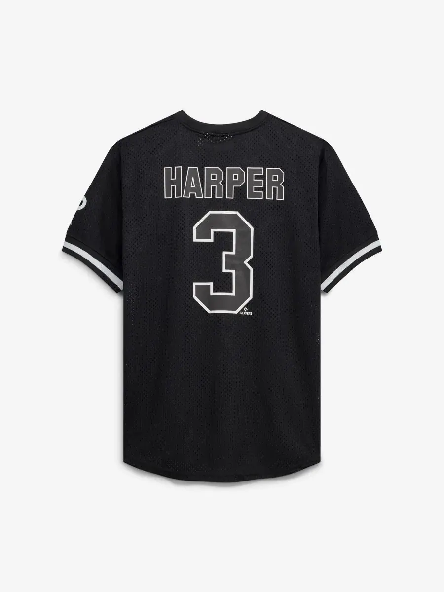 Футболка-джерси Bryce Harper Black/White Philadelphia Phillies Big & Tall Heavyweight Mesh Fanatics — изображение 3 из 3