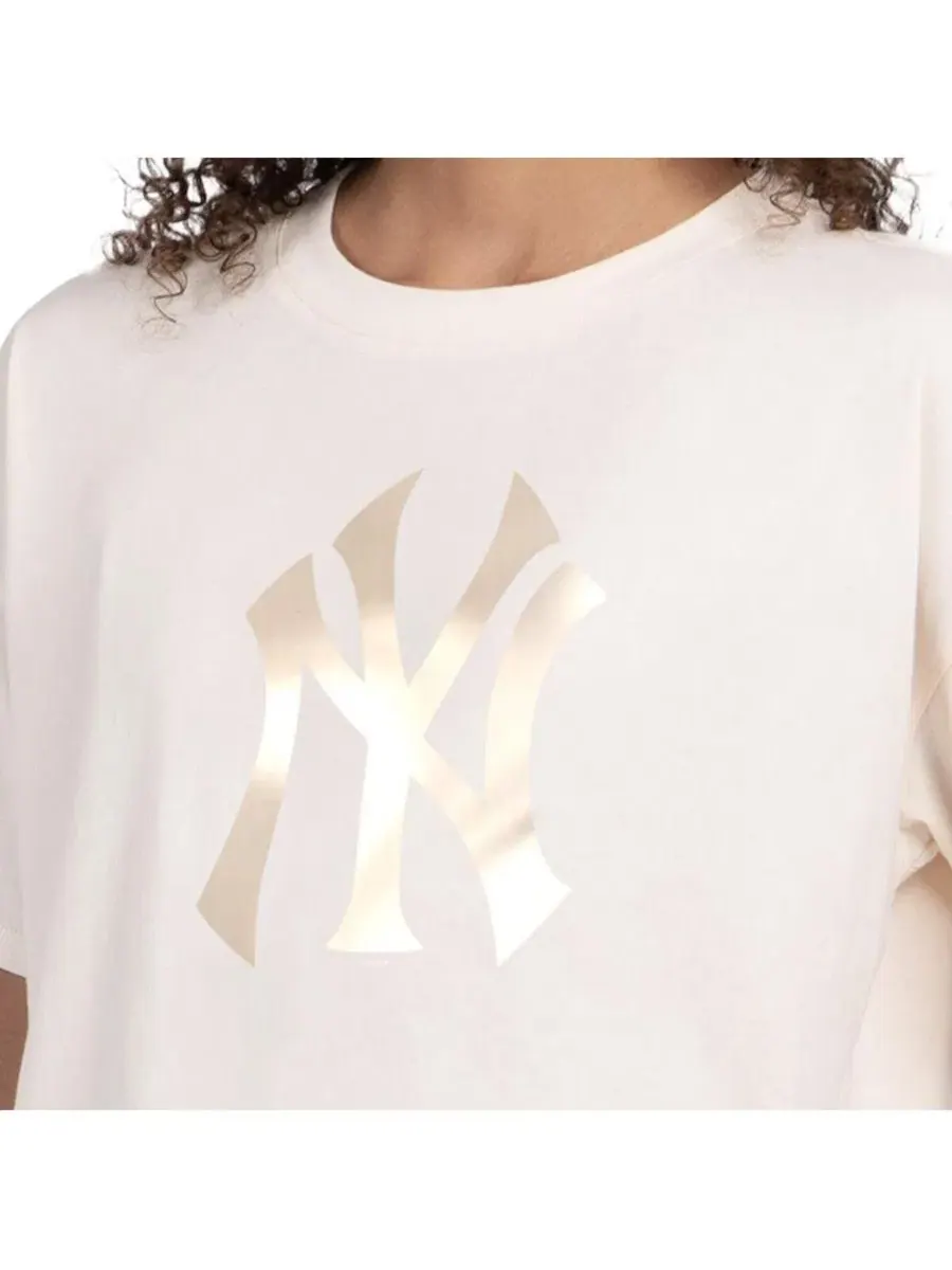 Футболка оверсайз с принтом New York Yankees Pastels Boxy Cropped Starter — изображение 2 из 3, бежевый