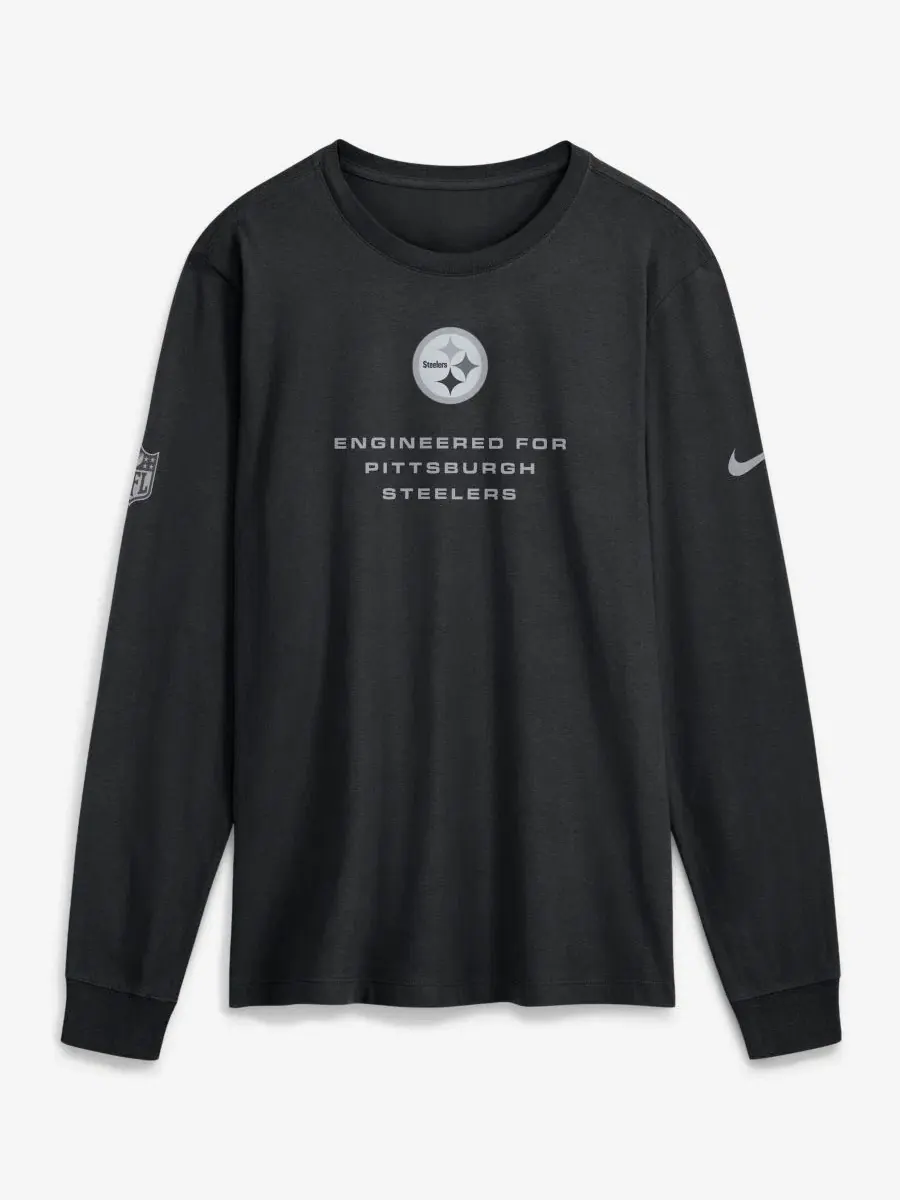 Футболка с длинным рукавом Dri-FIT Pittsburgh Steelers Sideline Bold Arch Star Nike — изображение 1 из 2, черный
