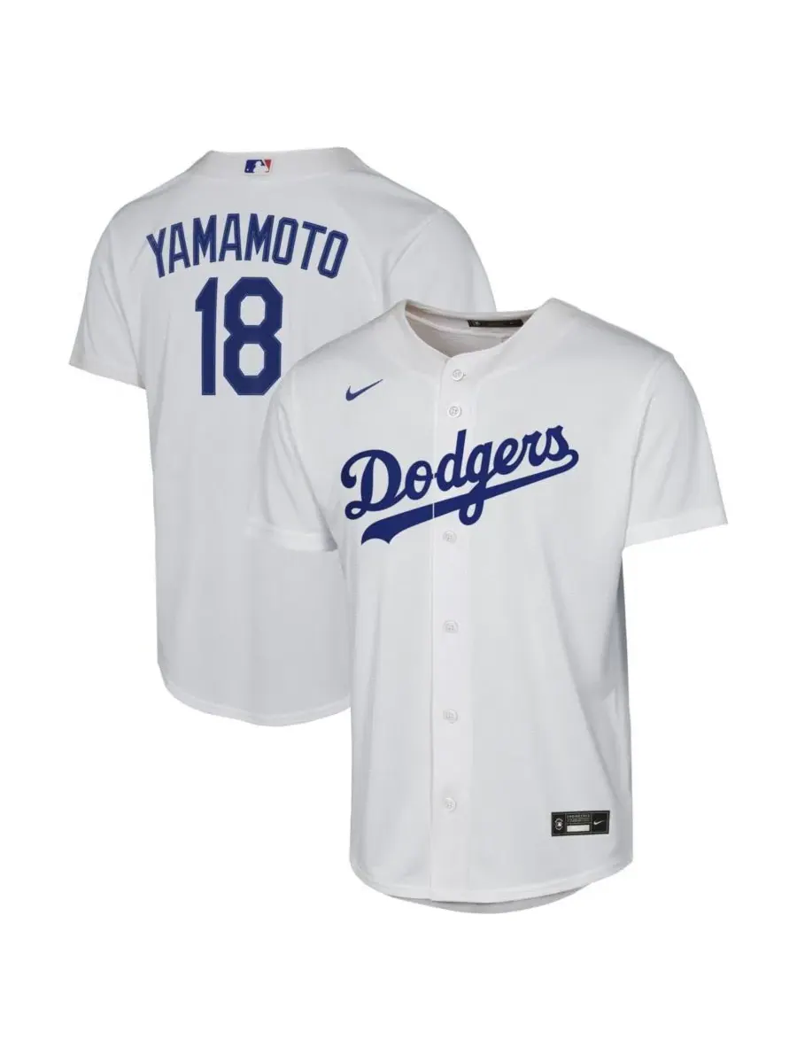 Детская футболка с длинным рукавом Yoshinobu Yamamoto White Los Angeles Dodgers Baseline Jersey Nike