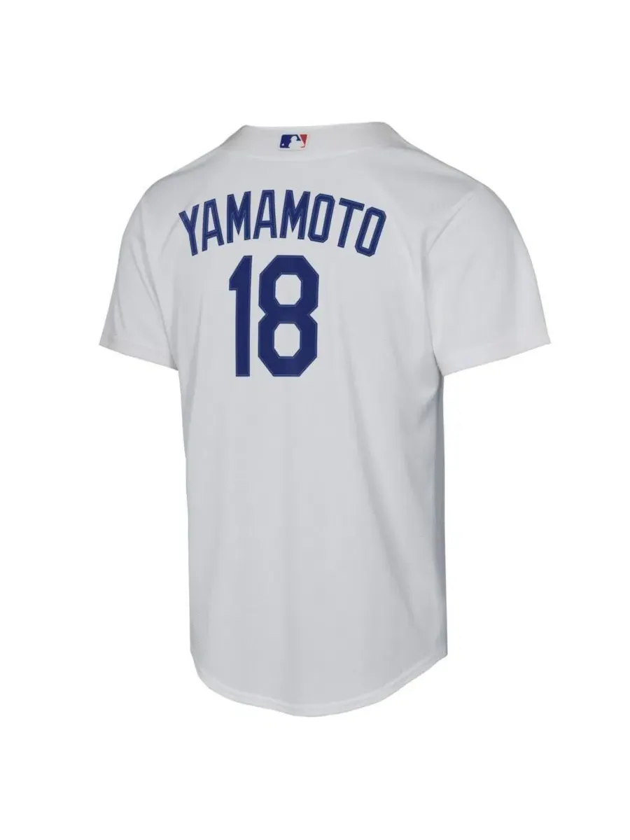 Детская футболка с длинным рукавом Yoshinobu Yamamoto White Los Angeles Dodgers Baseline Jersey Nike — изображение 3 из 3