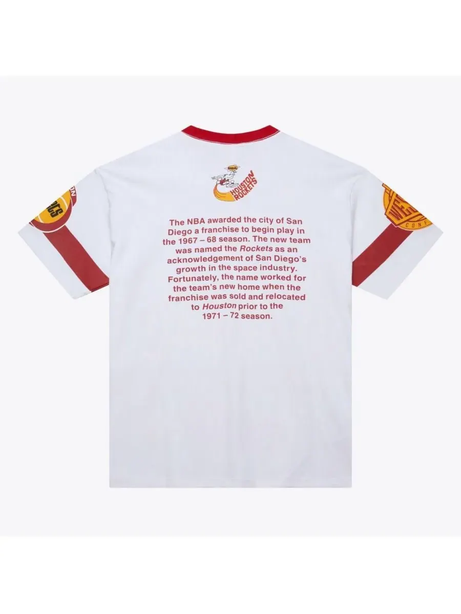 Футболка с принтом Houston Rockets Hardwood Classics Team Origins Vintage Logo Mitchell & Ness — изображение 3 из 5, белый