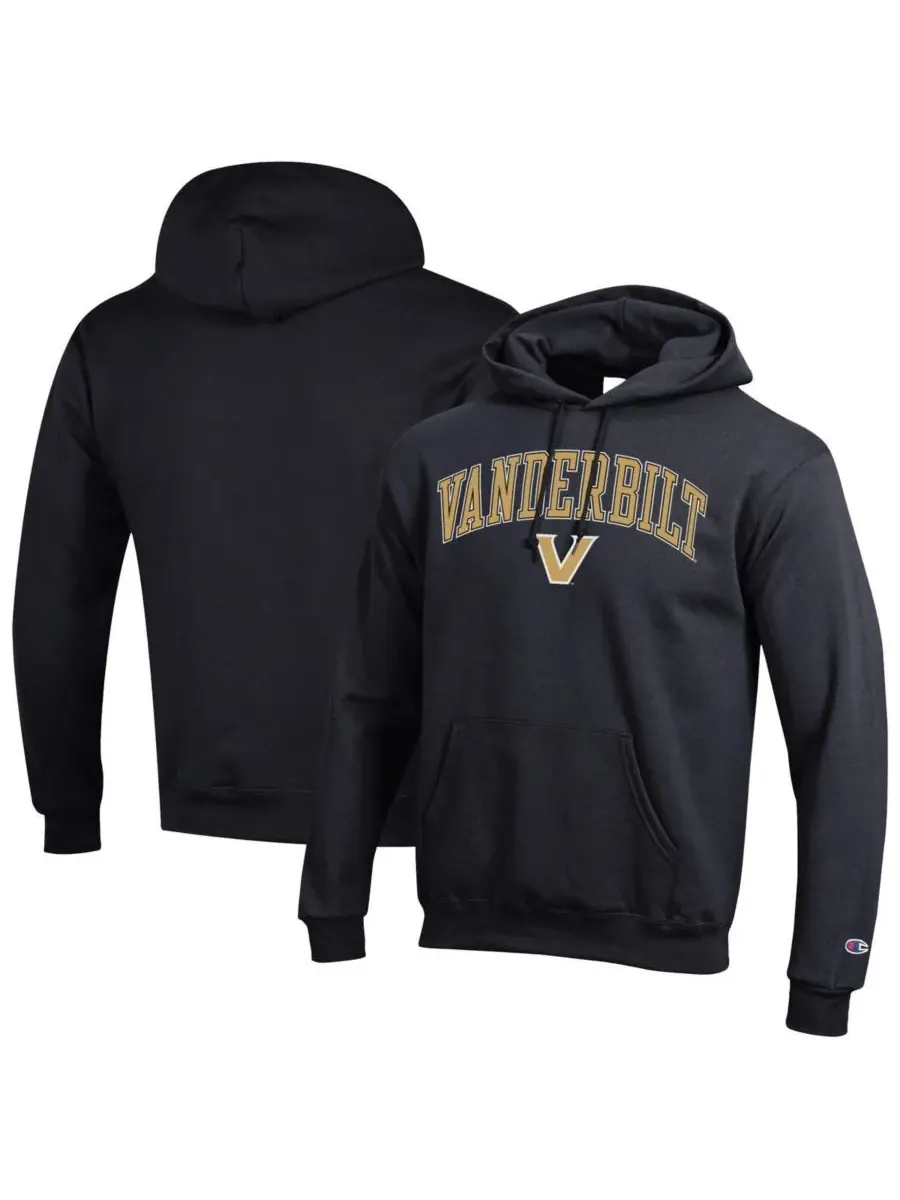 Champion Мужская черная толстовка с капюшоном Vanderbilt Commodores Arch Over Logo — изображение 1 из 3, черный