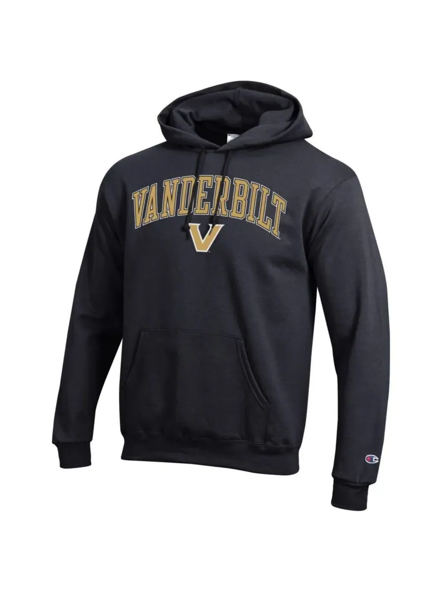 Champion Мужская черная толстовка с капюшоном Vanderbilt Commodores Arch Over Logo — изображение 3 из 3, черный