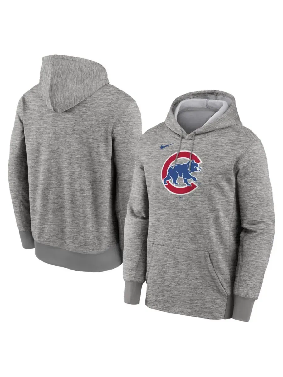 Худи с капюшоном Therma Chicago Cubs Primary Logo Nike — изображение 1 из 3, серый