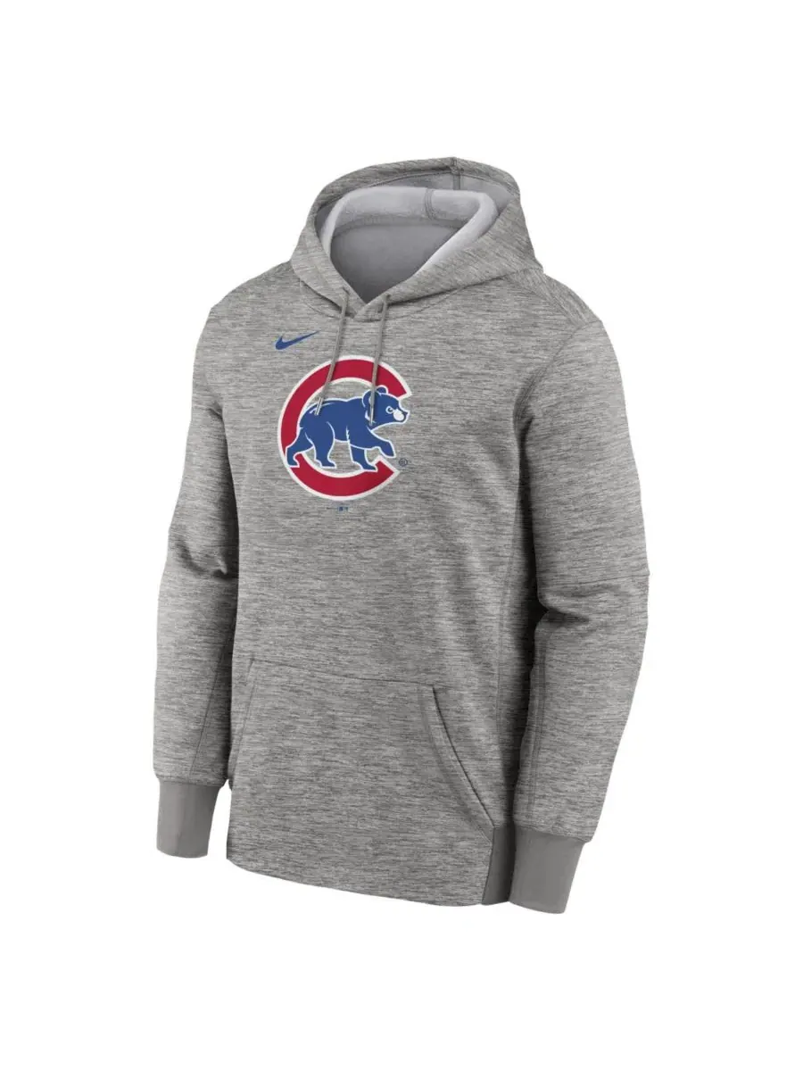 Худи с капюшоном Therma Chicago Cubs Primary Logo Nike — изображение 2 из 3, серый