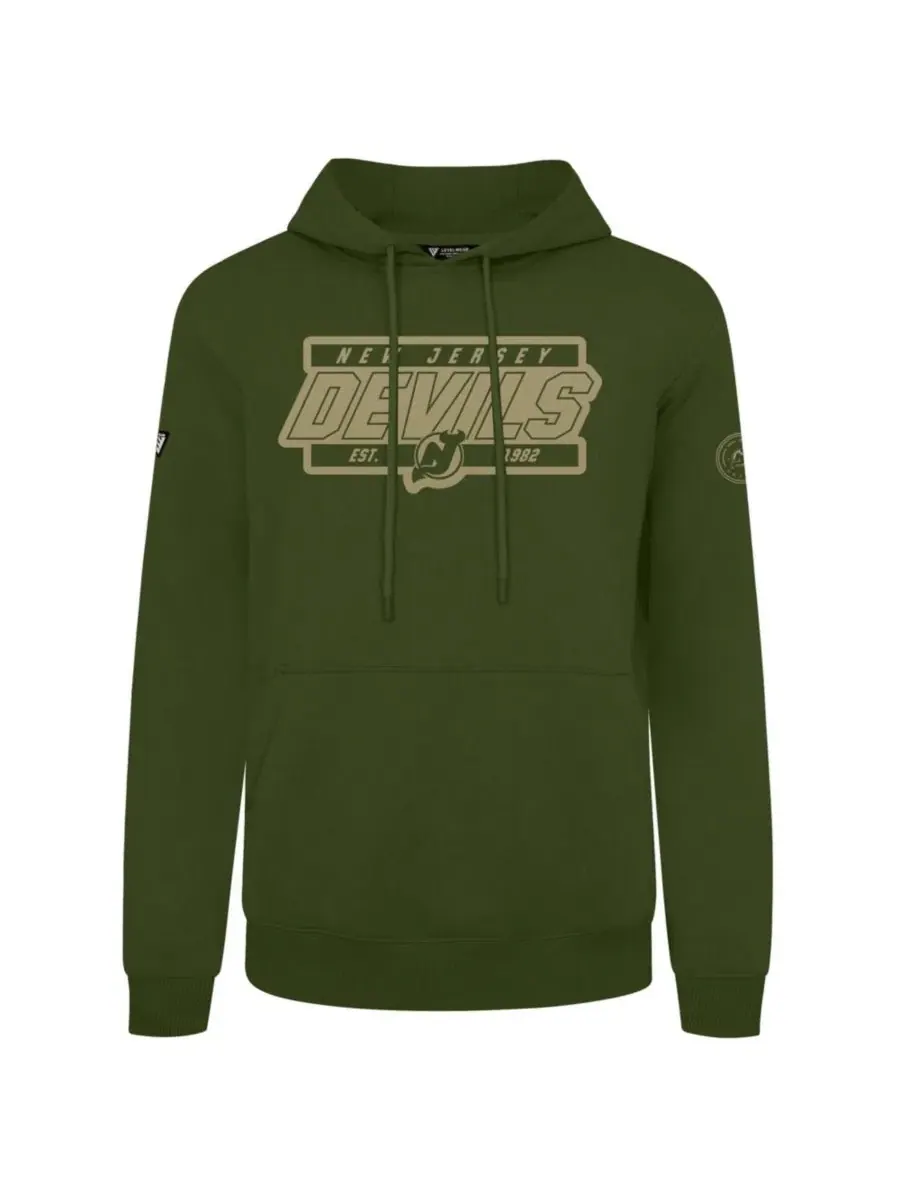 Худи с капюшоном, с длинным рукавом, с принтом, New Jersey Devils Podium LevelWear — изображение 1 из 1, оливковый