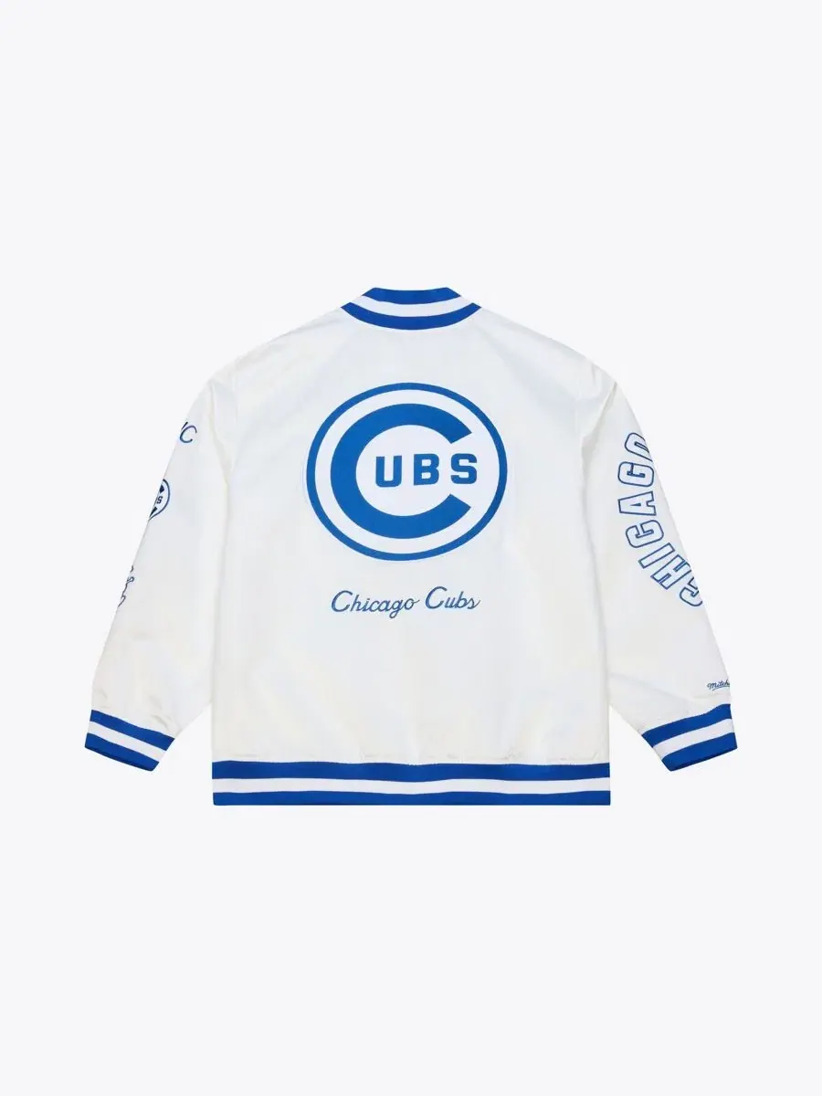 Куртка сатиновая легкая на кнопках Chicago Cubs Cooperstown Collection Mitchell & Ness — изображение 4 из 4, белый