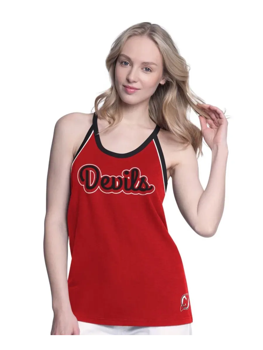 Женский топ-майка без рукавов с принтом New Jersey Devils Curveball Racerback G-III 4Her by Carl — изображение 1 из 2