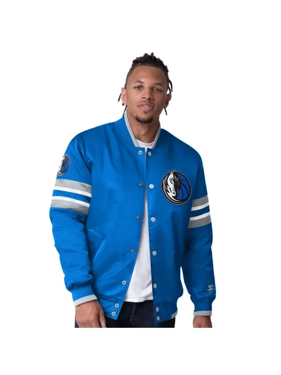 Куртка-бомбер сатиновая Scout Varsity Full-Snap Starter — изображение 1 из 2, синий