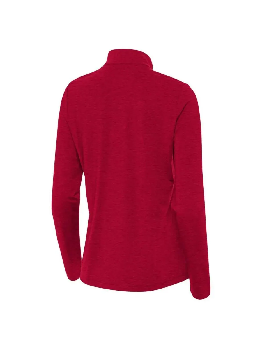Женская блузка Heather Scarlet Ohio State Buckeyes Bright Quarter-Zip Top Antigua — изображение 3 из 3, красный