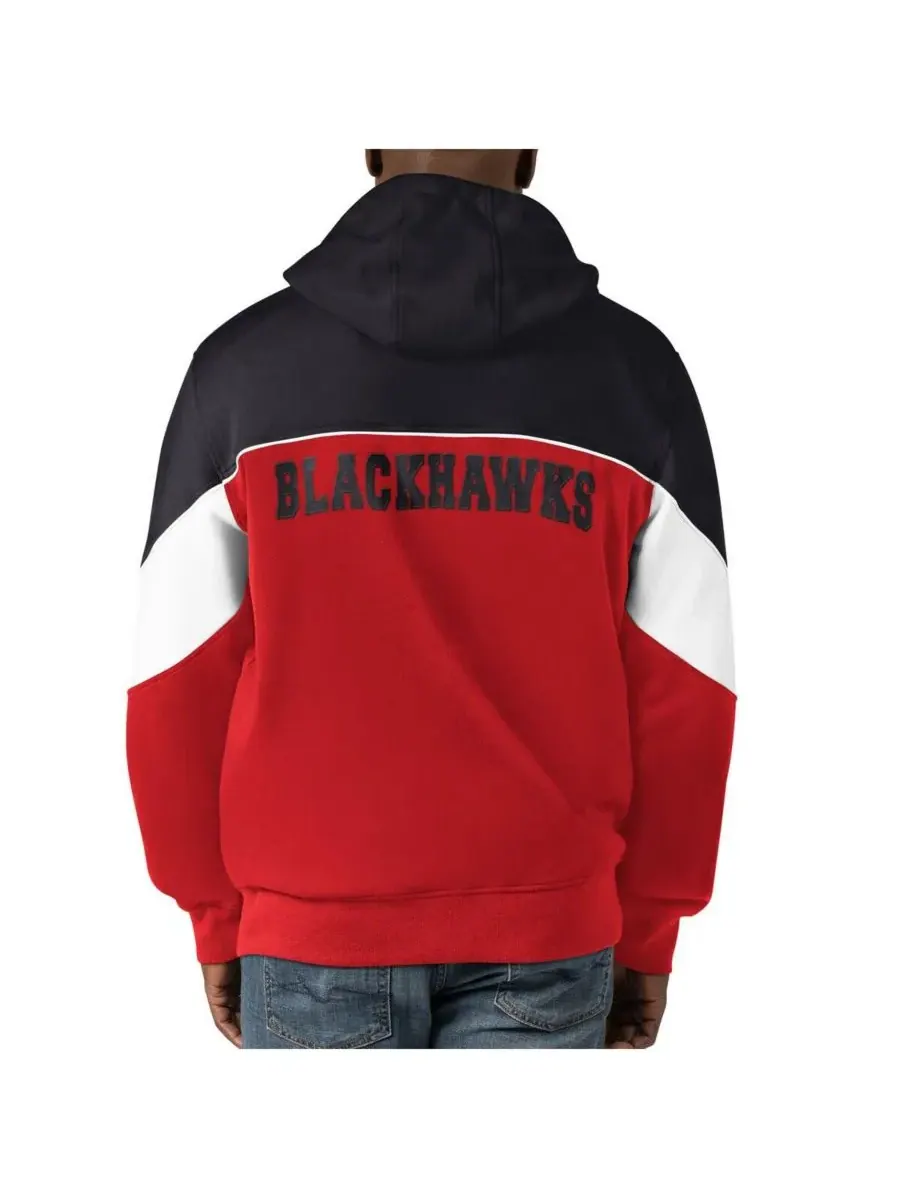 Starter Мужская толстовка на молнии с изображением форварда команды Chicago Blackhawks — изображение 2 из 2, красный черный