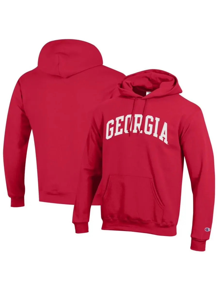 Champion Мужская красная флисовая толстовка с капюшоном Georgia Bulldogs Basic Arch — изображение 1 из 3, красный