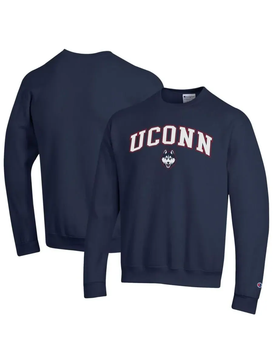 Champion Мужская темно-синяя толстовка с логотипом UConn Huskies Arch Over Logo — изображение 1 из 3, темно-синий