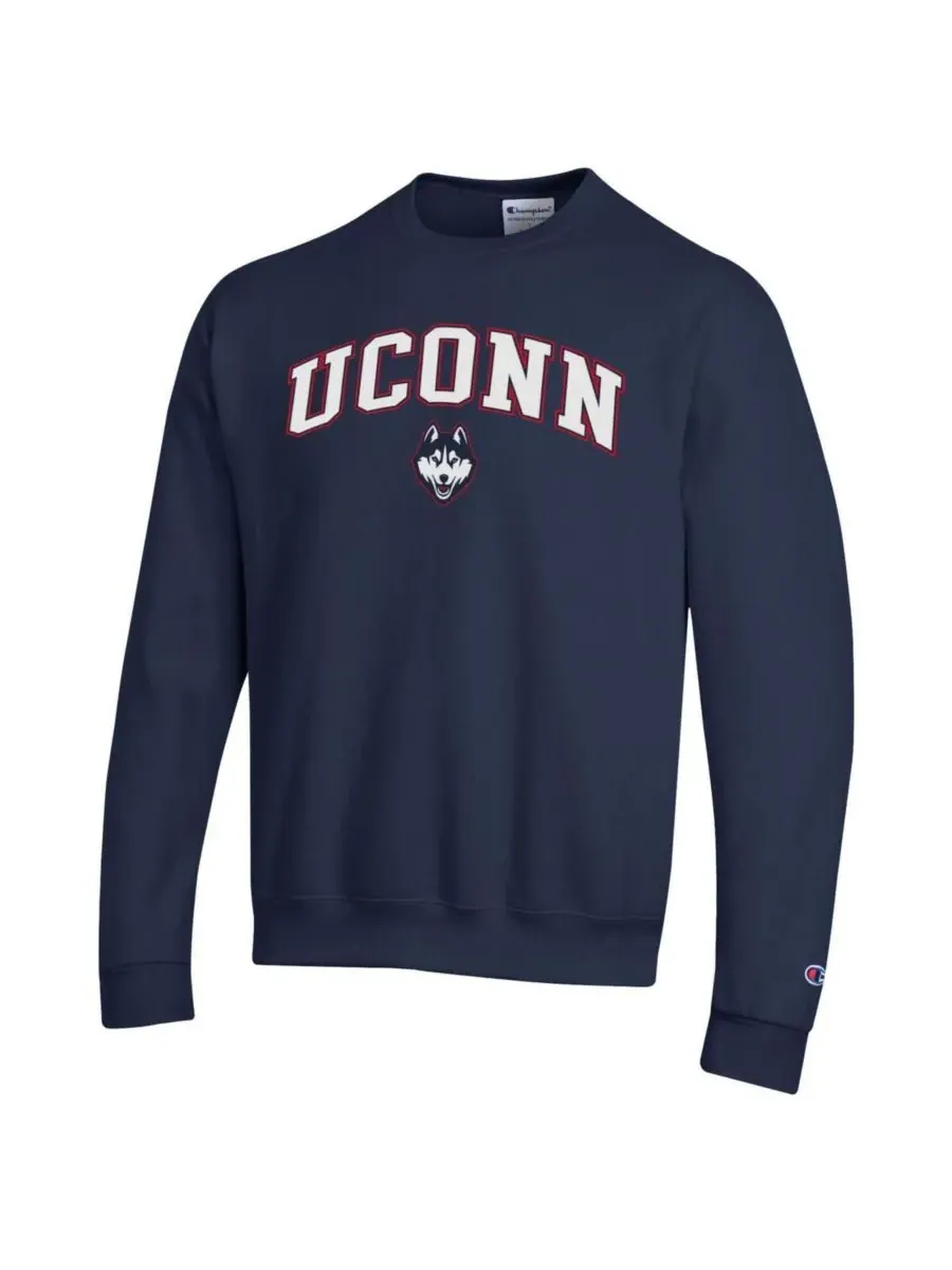 Champion Мужская темно-синяя толстовка с логотипом UConn Huskies Arch Over Logo — изображение 2 из 3, темно-синий