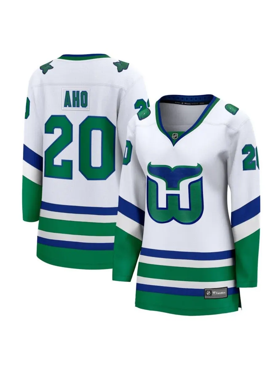 Fanatics Женская футболка Себастьяна Ахо белого цвета с надписью Carolina Hurricanes Whalers — изображение 1 из 3, белый