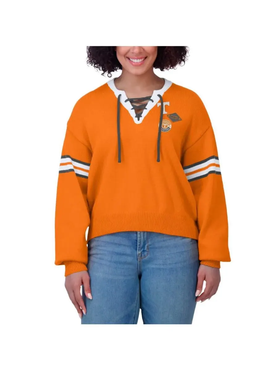 WEAR by Erin Andrews Женский оранжевый пуловер Tennessee Volunteers с завязками — изображение 4 из 4