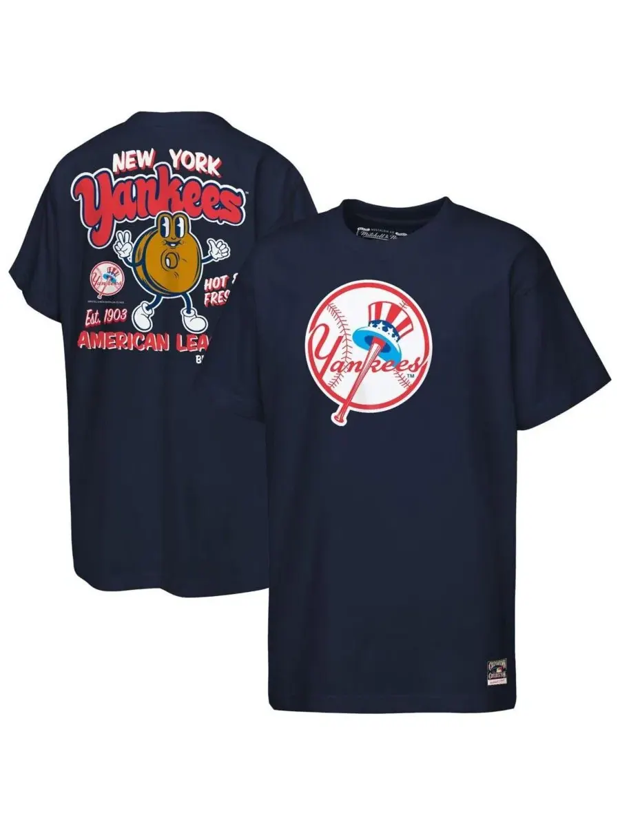 Футболка Big Boys and Girls Navy New York Yankees Cooperstown Concession Mitchell & Ness — изображение 1 из 3, темно-синий