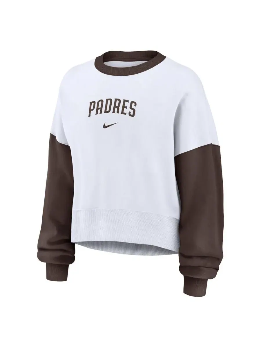 Свитшот оверсайз с принтом San Diego Padres Nike — изображение 2 из 5, белый коричневый