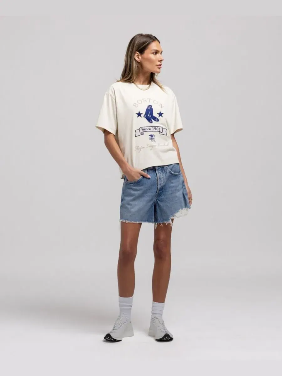 Футболка-кроп с принтом Cooperstown Yacht Rock Mitchell & Ness — изображение 1 из 3, бежевый