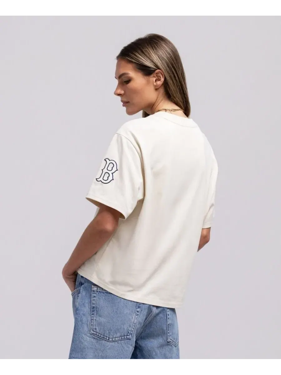 Футболка-кроп с принтом Cooperstown Yacht Rock Mitchell & Ness — изображение 3 из 3, бежевый