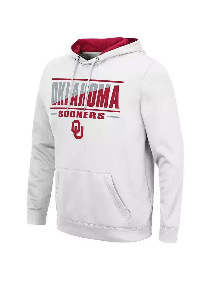 Мужская белая толстовка с капюшоном Oklahoma Sooners Slash Stack 2.0 Colosseum — изображение 2 из 3