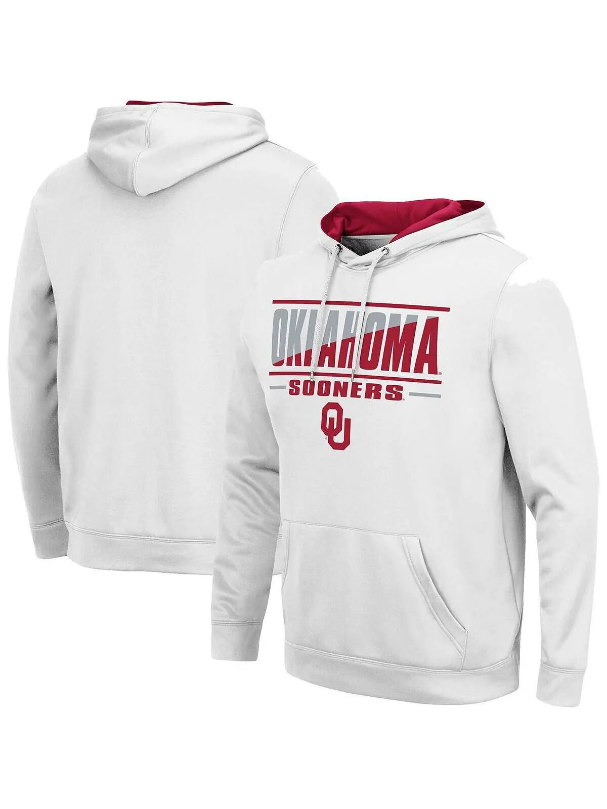 Белая мужская толстовка с капюшоном oklahoma sooners slash stack 2.0 pullover Colosseum — изображение 1 из 3, белый