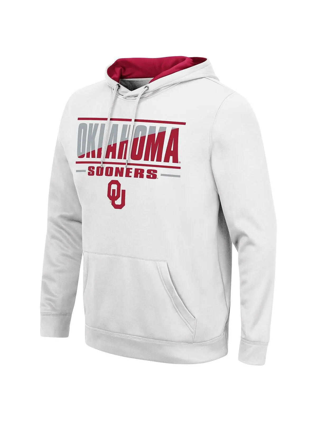 Белая мужская толстовка с капюшоном oklahoma sooners slash stack 2.0 pullover Colosseum — изображение 2 из 3, белый