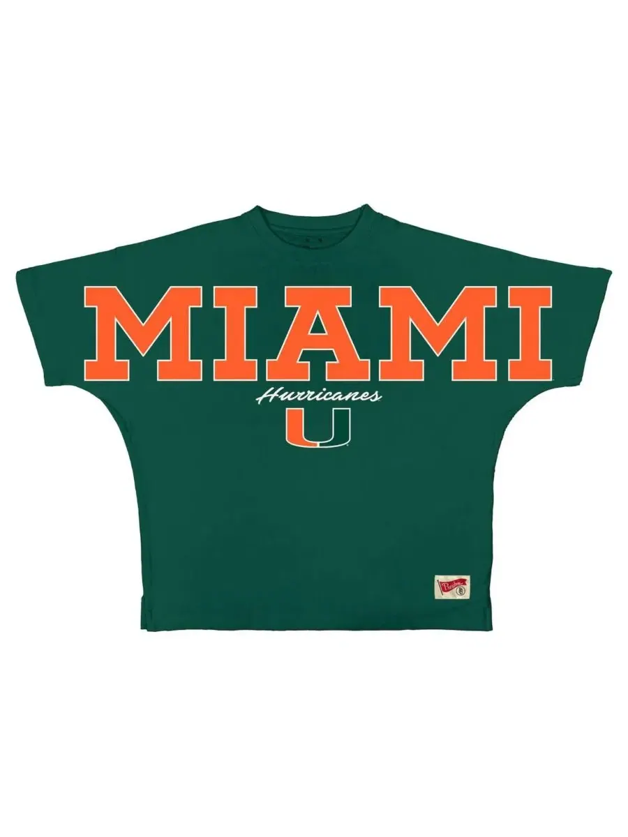 Футболка оверсайз с принтом Flannigan Miami Hurricanes Pressbox — изображение 1 из 2, зеленый