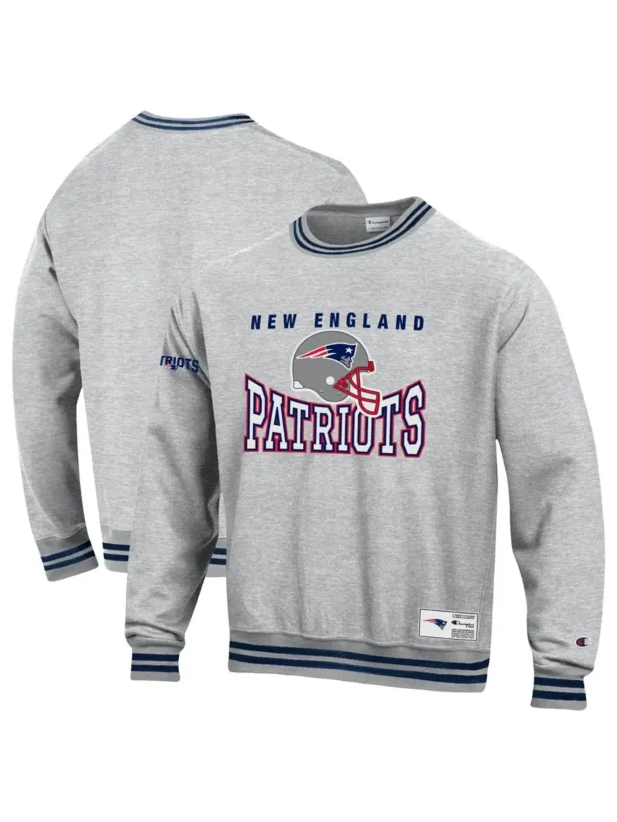 Флисовая толстовка с принтом New England Patriots Reverse Weave Champion — изображение 1 из 3, серый