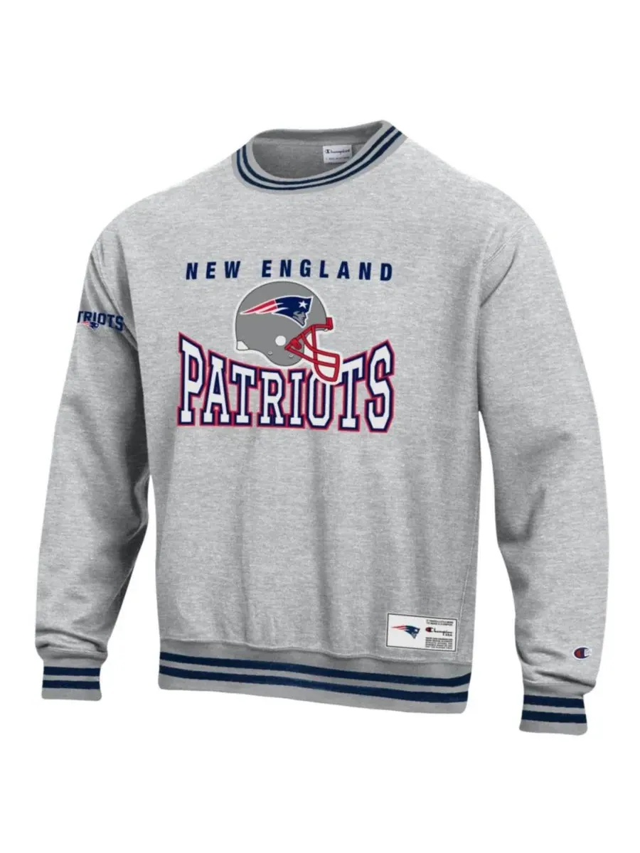 Флисовая толстовка с принтом New England Patriots Reverse Weave Champion — изображение 3 из 3, серый