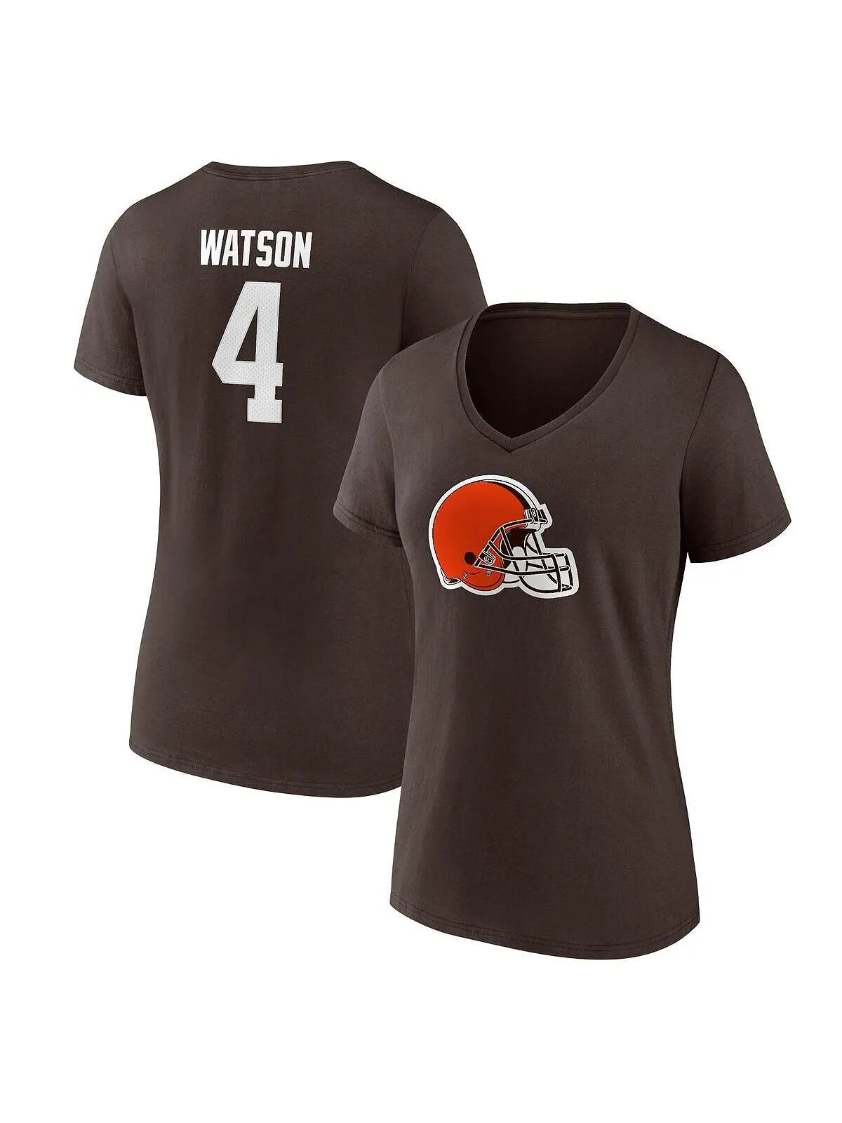 Женская фирменная футболка Deshaun Watson Brown Cleveland Browns со значком игрока, именем и — изображение 1 из 2, коричневый