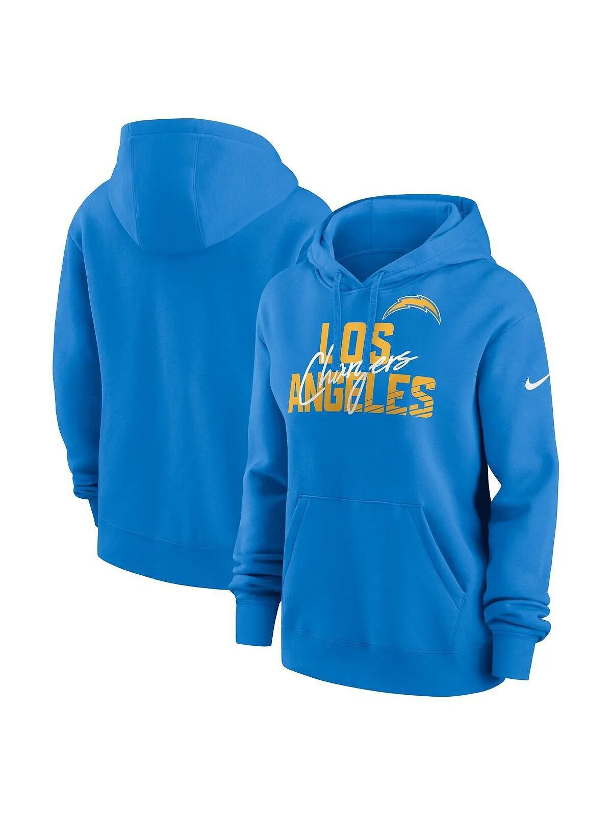 Женский флисовый пуловер с капюшоном цвета Los Angeles Chargers Wordmark Club синего цвета Nike — изображение 1 из 3, синий