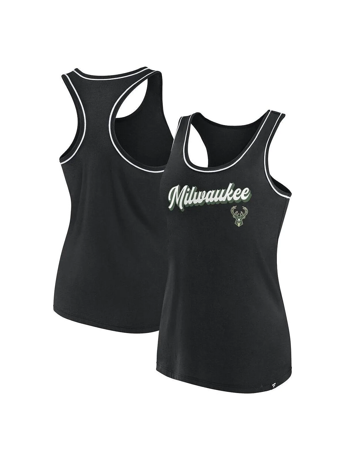 Женская черная майка с фирменным логотипом Milwaukee Bucks и логотипом-борцовкой Fanatics — изображение 1 из 2, черный