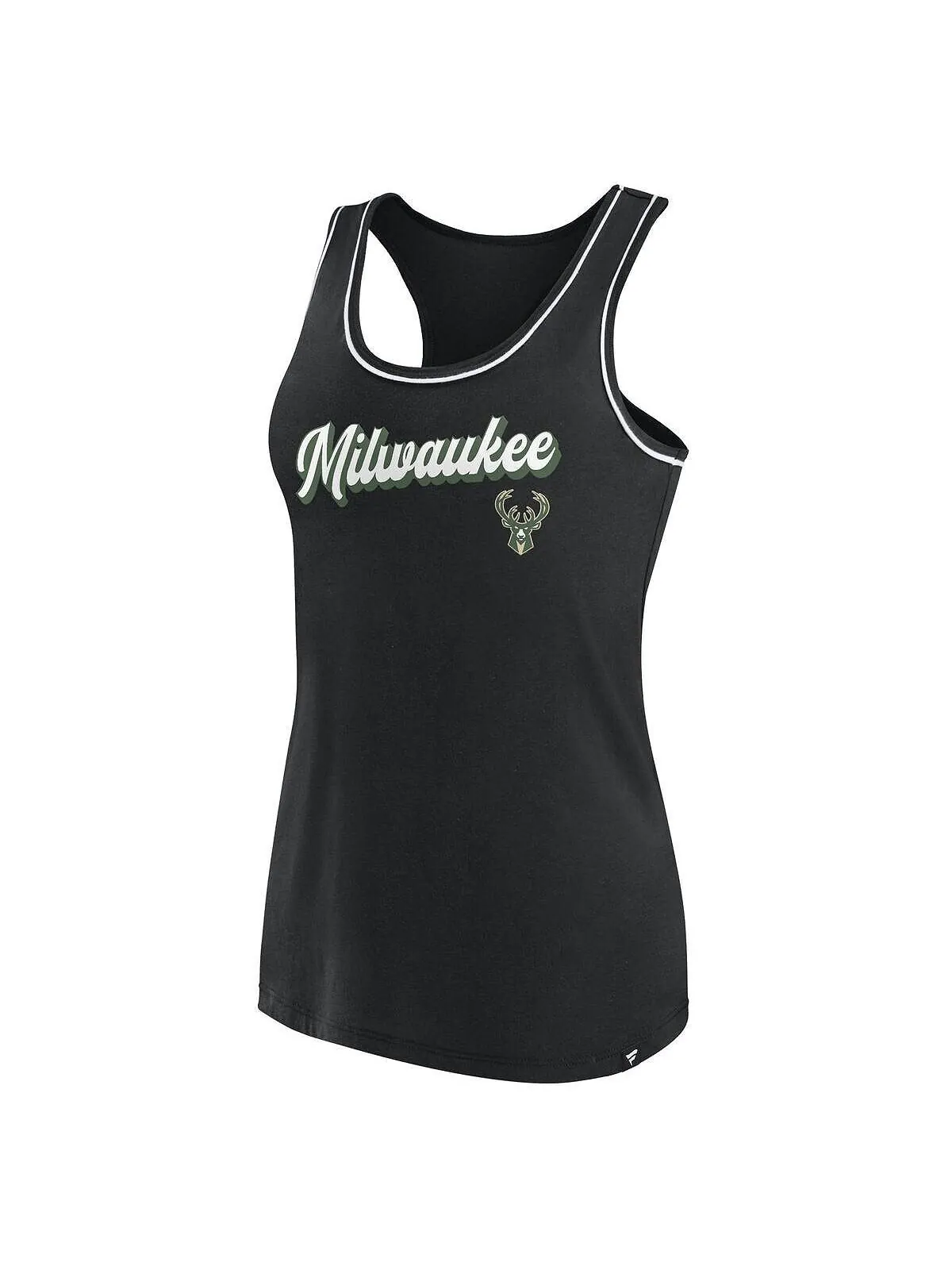 Женская черная майка с фирменным логотипом Milwaukee Bucks и логотипом-борцовкой Fanatics — изображение 2 из 2, черный
