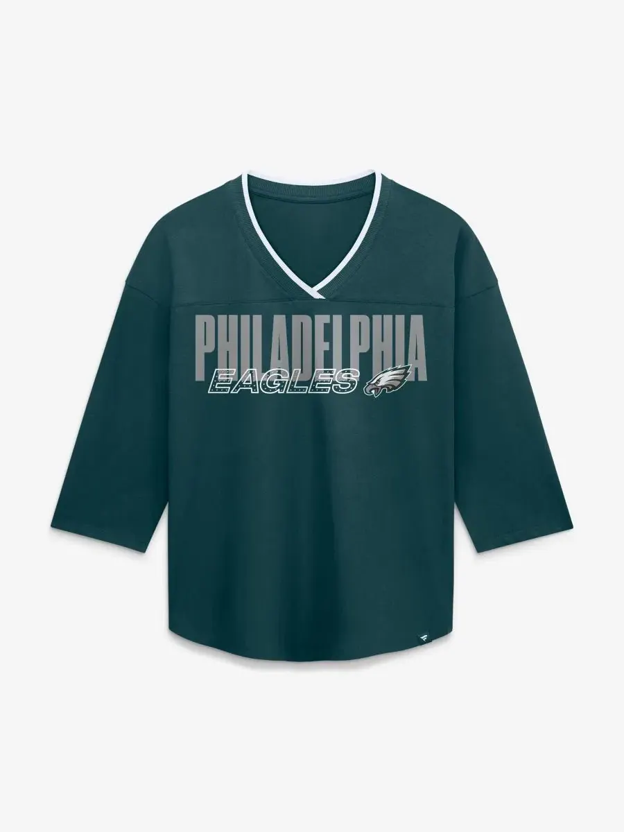 Футболка с V-образным вырезом и 3/4 рукавом Philadelphia Eagles Team First Deceptive Juke Fanatics — изображение 1 из 3